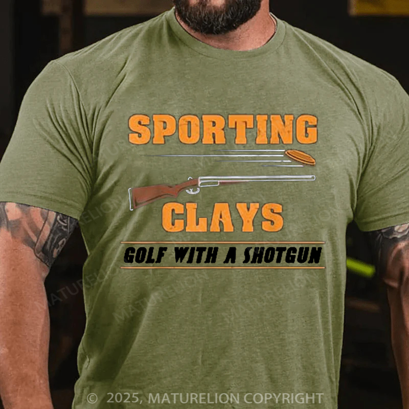 Maturelion Men's T-shirt Golf With A Shotgun Cotton T-shirt
