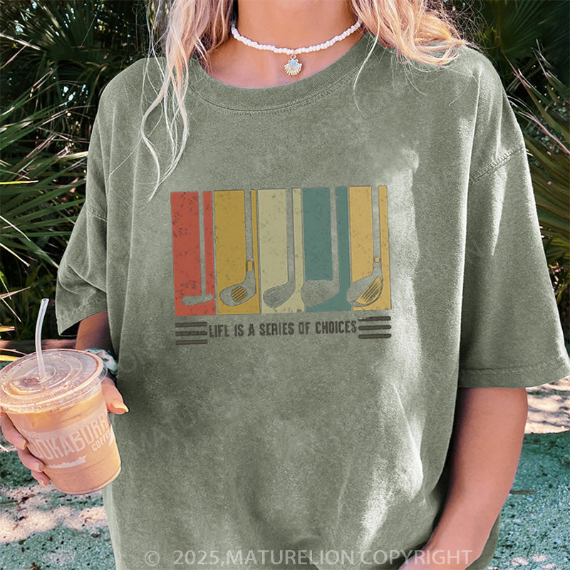 Maturelion Women's T-shirt Gifts For Golfers DTG Washed T-shirt