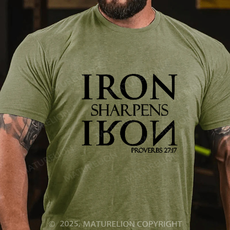 Maturelion Men's T-shirt Iron Sharpens Iron Cotton T-shirt