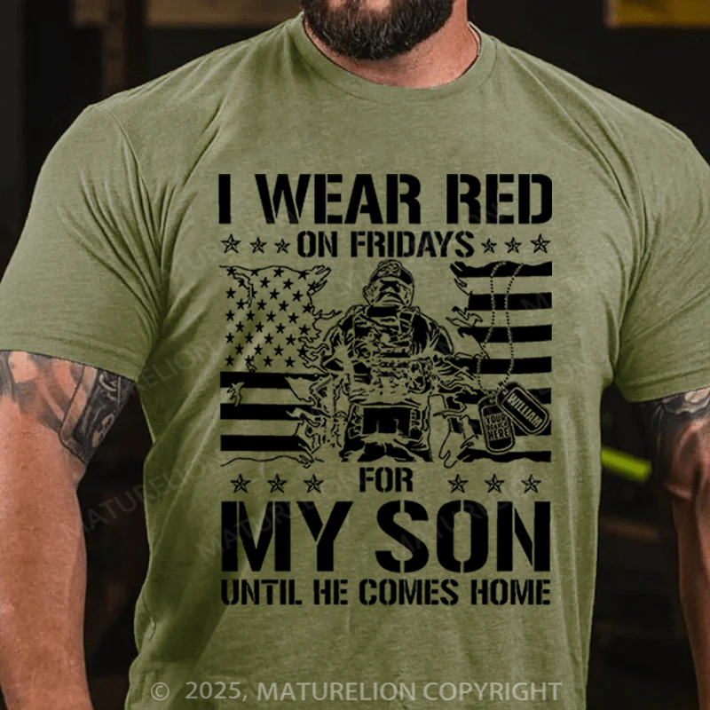 Maturelion Men's T-Shirt I Wear Red On Friday For My Son Cotton T-Shirt