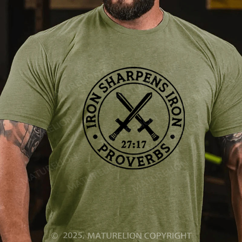 Maturelion Men's T-shirt Iron Sharpens Iron Cotton T-shirt