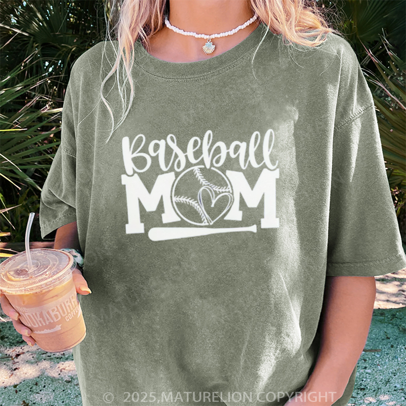 Maturelion Women's T-shirt Baseball Gifts DTG Washed T-shirt
