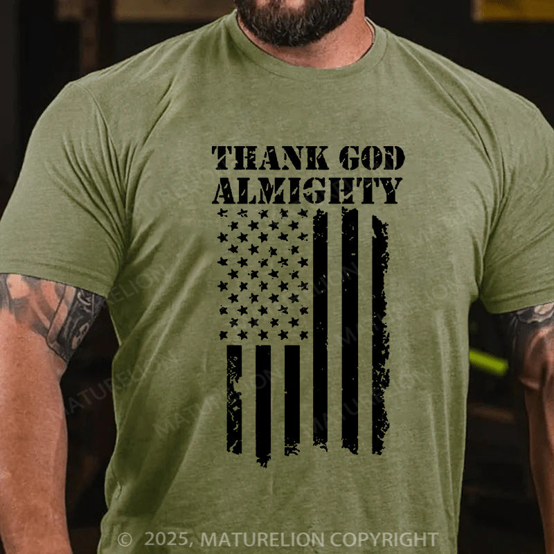 Maturelion Men's T-shirt Thank God Almighty  Cotton T-shirt