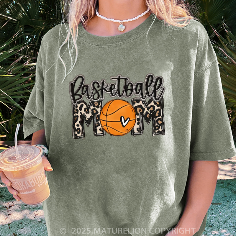 Maturelion Women's T-shirt Basketball Mom DTG Washed T-shirt