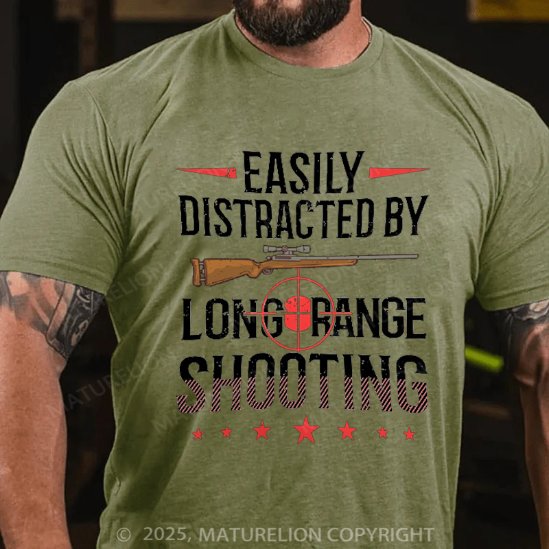 Maturelion Men's T-Shirt Long Range Shooting Cotton T-shirt