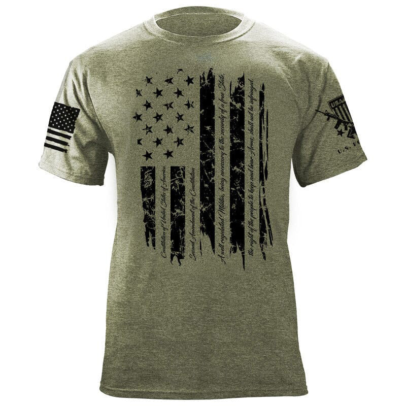Maturelion Men's T-shirt 2nd Amendment Gold Flag Cotton T-shirt