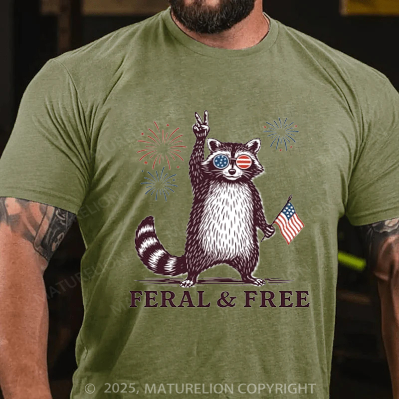 Maturelion Men's T-shirt feral-and-free 4th Of July T-shirt