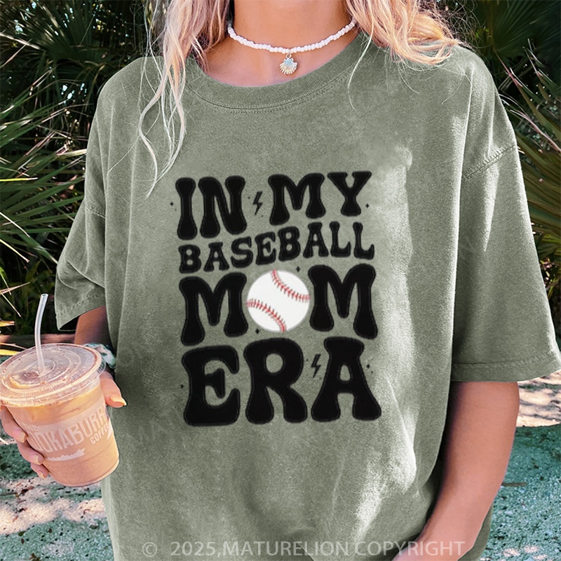 Maturelion Women's T-shirt Custom Baseball Mom DTG Washed T-shirt
