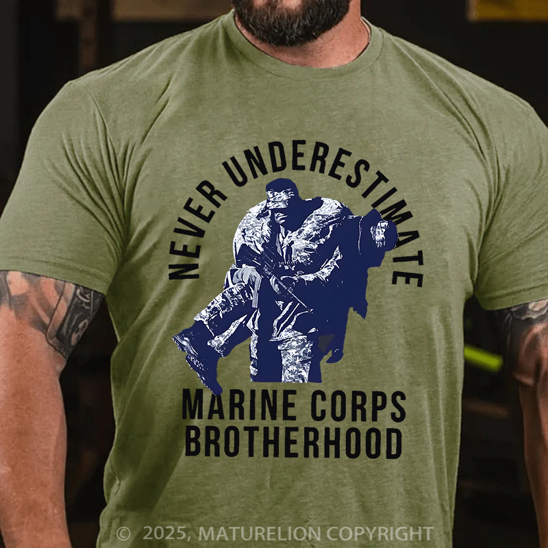 Maturelion Men's T-Shirt Never Underestimate Brotherhood Cotton T-Shirt