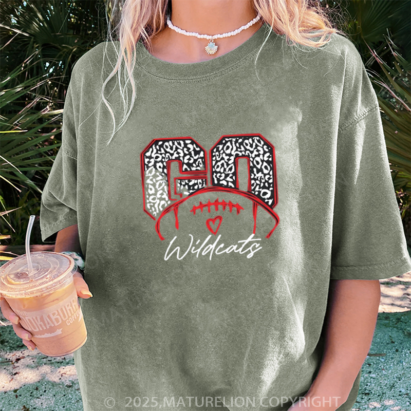 Maturelion Women's T-shirt Go Leopard Football DTG Washed T-shirt