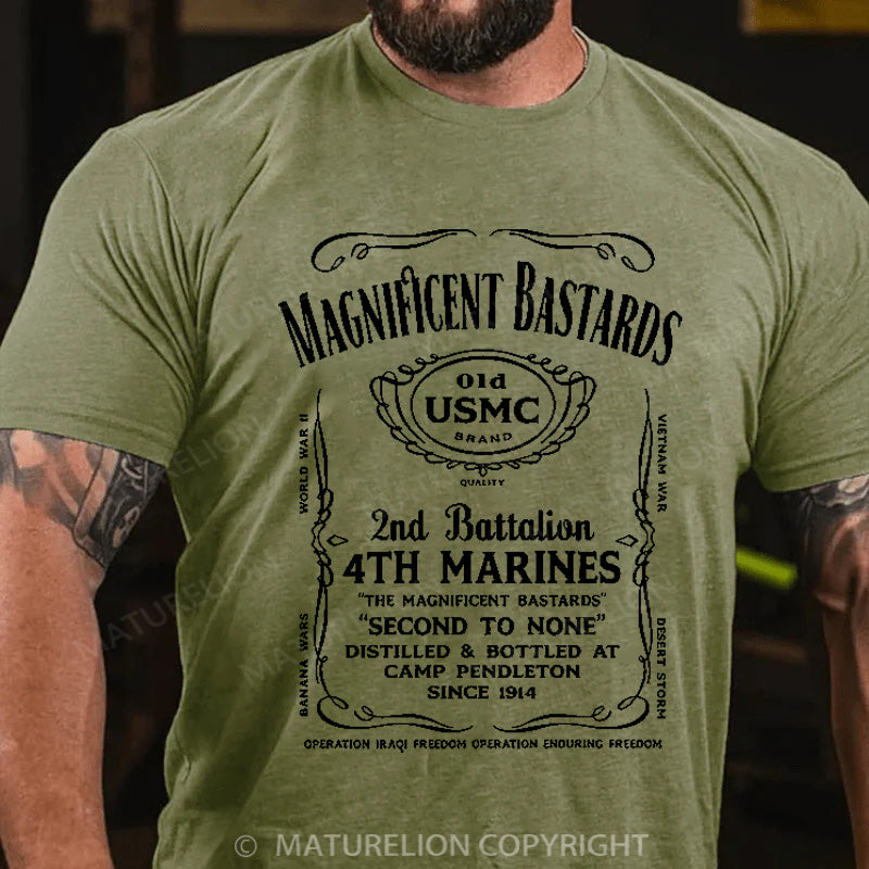 Maturelion Men's T-shirt Marines Whiskey Label Motto Cotton T-shirt