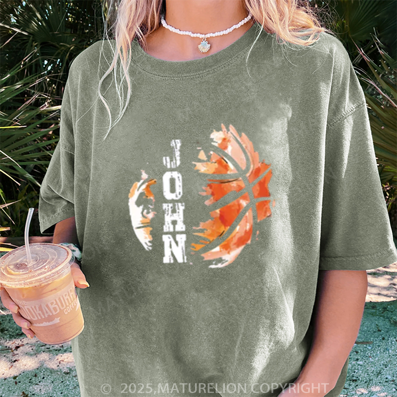 Maturelion Women's T-shirt Personalized Basketball DTG Washed T-shirt