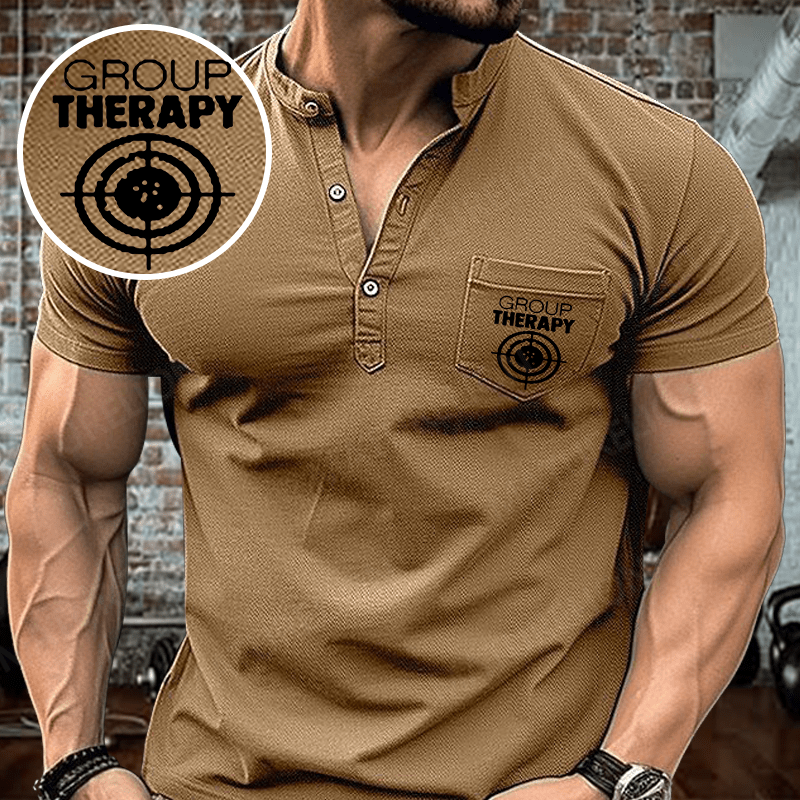 Maturelion Men's Henley Shirt Group Therapy Target Practice Shooting Henley Shirt