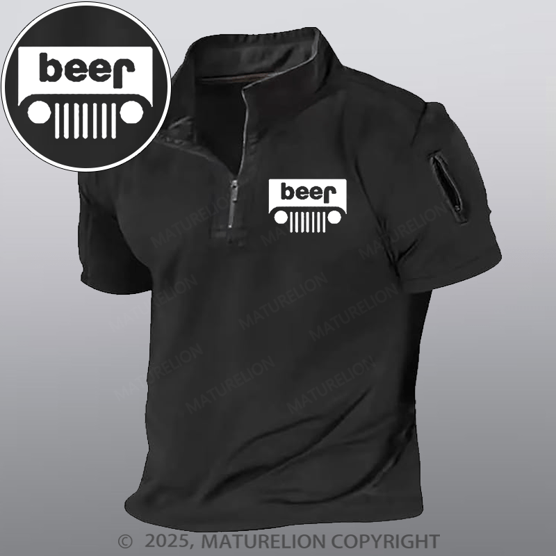 Maturelion Men's Henley Shirt Funny Beer Or Jeep Henley Shirt