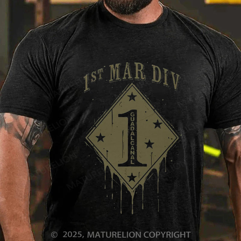 Maturelion Men's T-shirt 1ST MAR DIV GUADALCANAL Cotton T-shirt