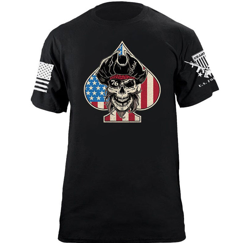 Maturelion Men's T-shirt Pirate Spade USA Flag Cotton T-shirt