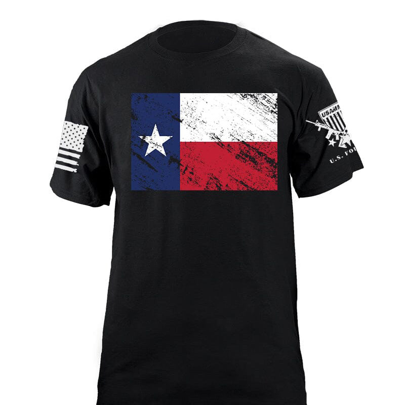 Maturelion Men's T-shirt Distressed Texas Flag Cotton T-shirt