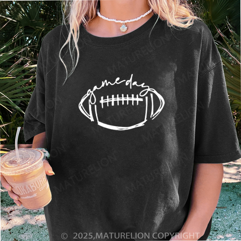 Maturelion Women's T-shirt Game Day Football DTG Washed T-shirt