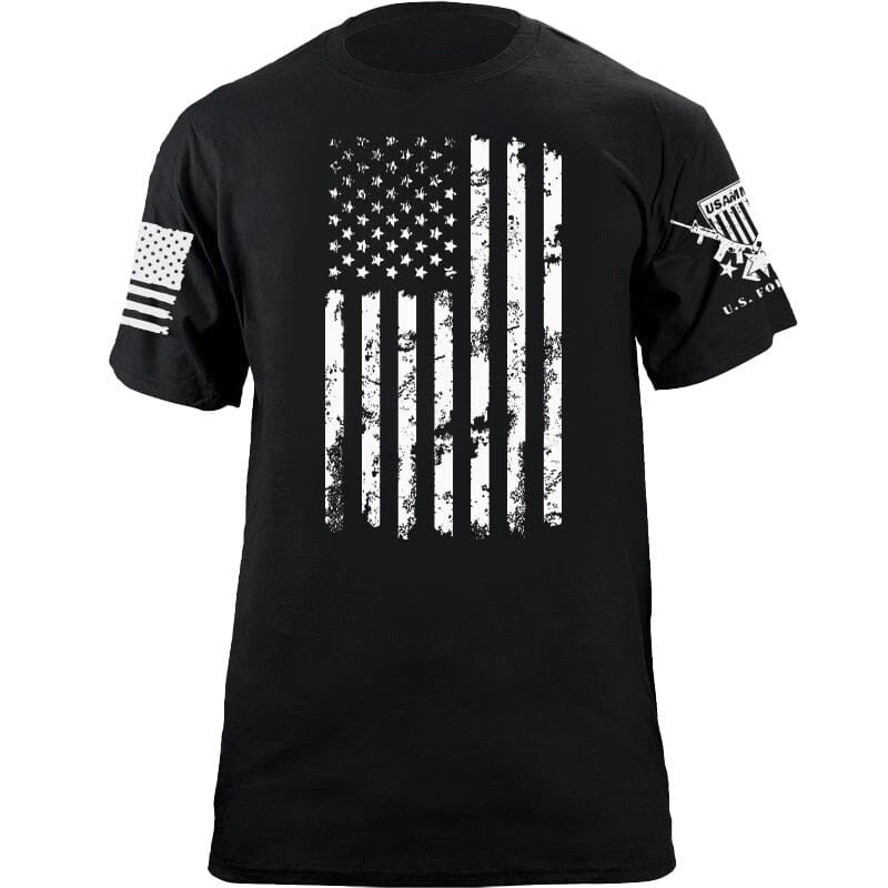 Maturelion Men's T-shirt One Color US Flag Distress Cotton T-shirt