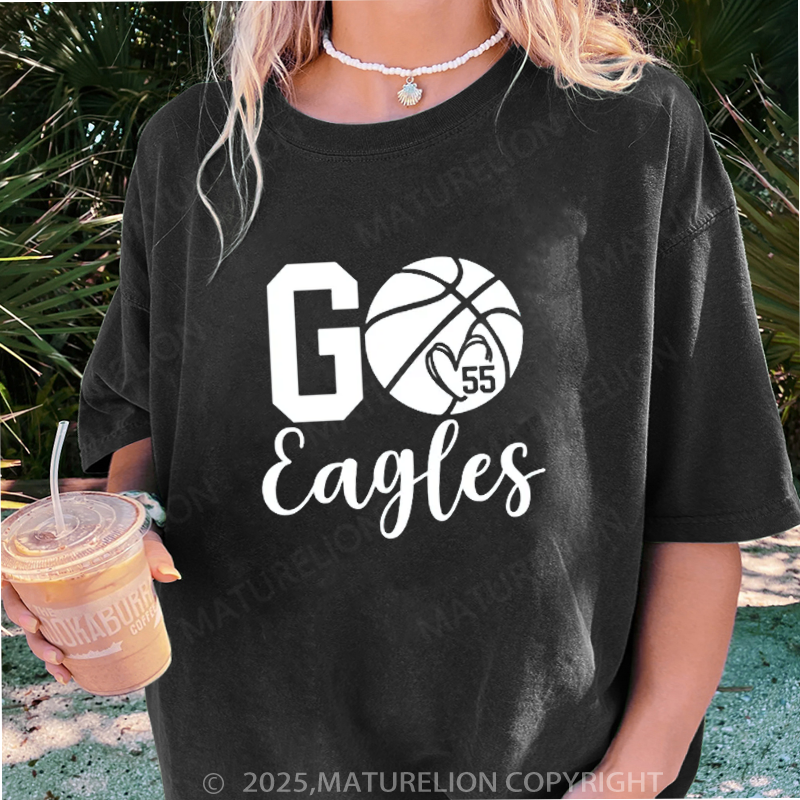 Maturelion Women's T-shirt Personalized Basketball Mom DTG Washed T-shirt