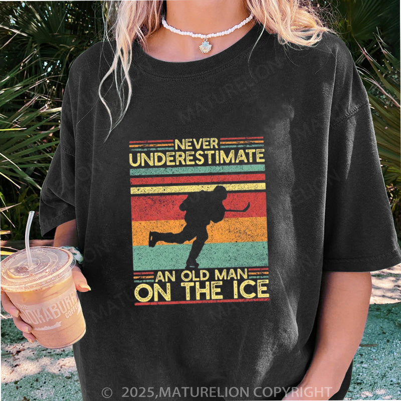 Maturelion Women's T-shirt Ice Hockey Player DTG Washed T-shirt