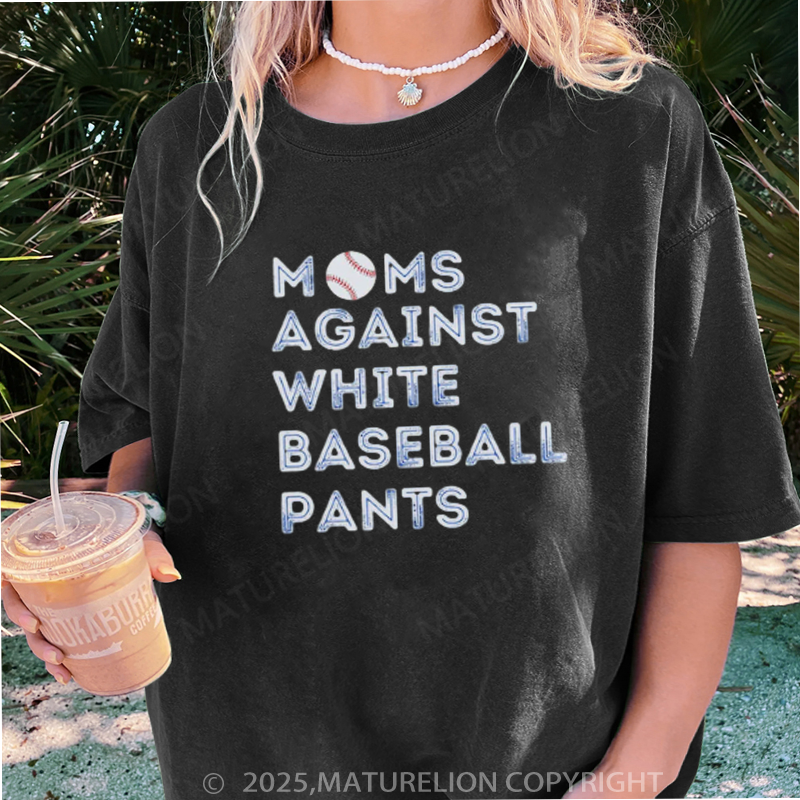 Maturelion Women's T-shirt White baseball pants DTG Washed T-shirt