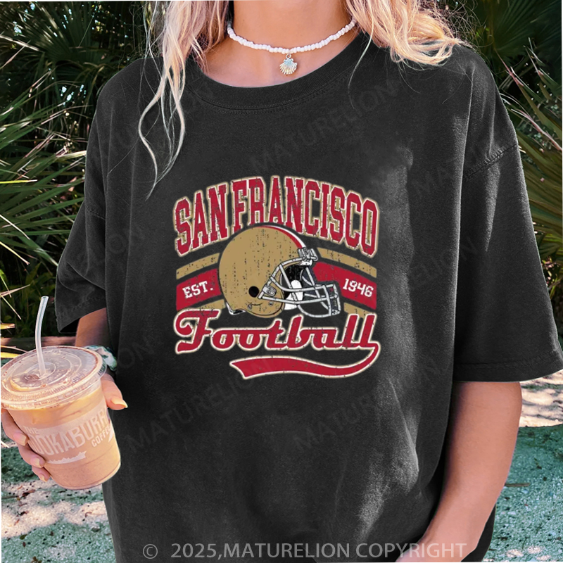 Maturelion Women's T-shirt San Francisco Football DTG Washed T-shirt