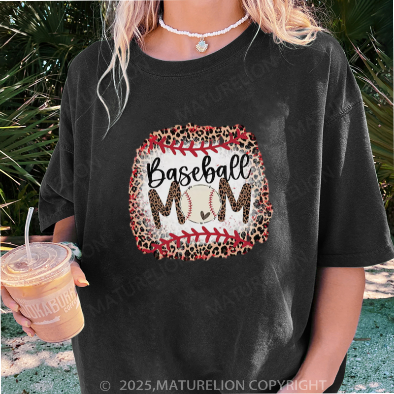 Maturelion Women's T-shirt Baseball Mama DTG Washed T-shirt