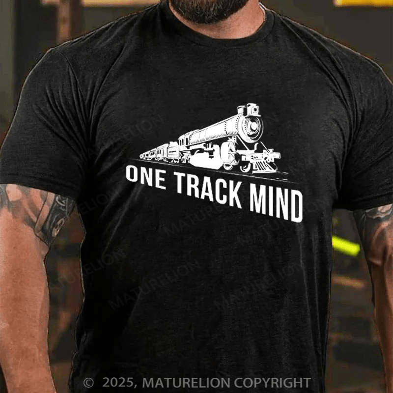 Maturelion Men's T-shirt One Track Mind Cotton T-shirt