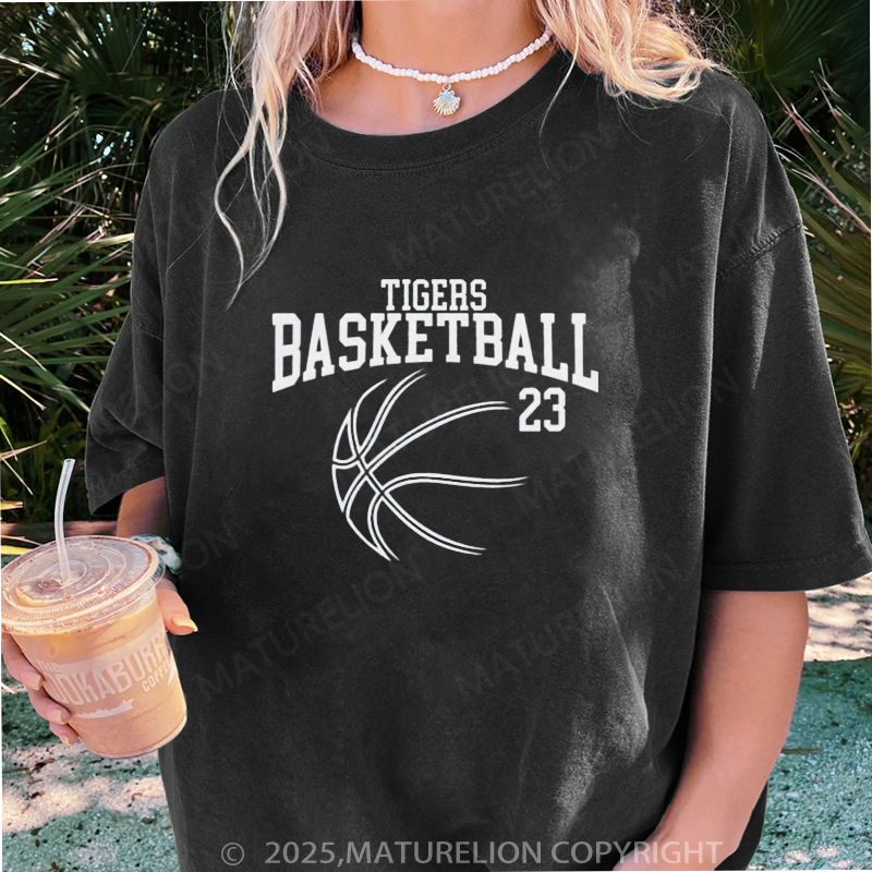 Maturelion Women's T-shirt Game Day Basketball DTG Washed T-shirt