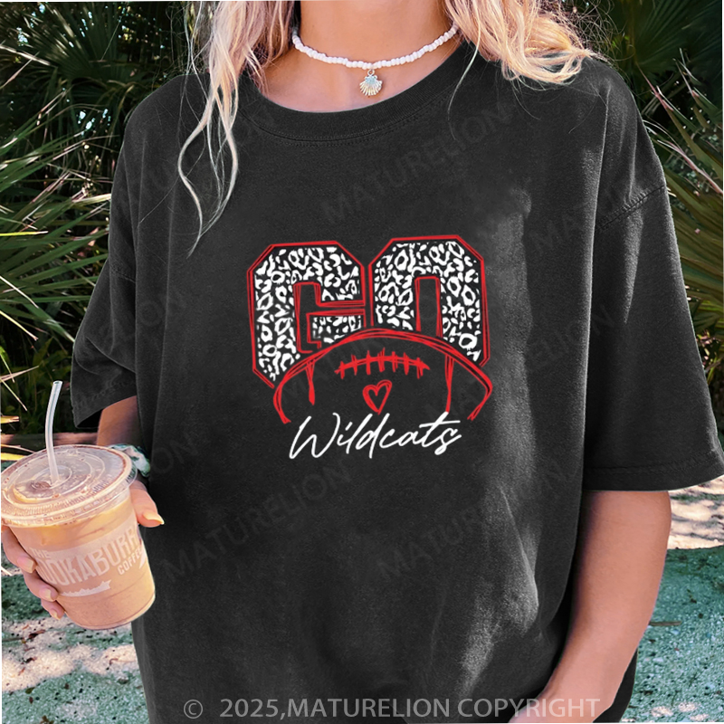 Maturelion Women's T-shirt Go Leopard Football DTG Washed T-shirt