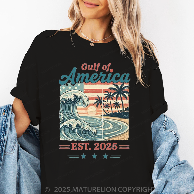 Maturelion Women's T-Shirt Comfort Colors Gulf Of America 2025 4th Of July T-shirt