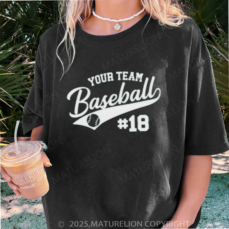 Maturelion Women's T-shirt Baseball Team DTG Washed T-shirt