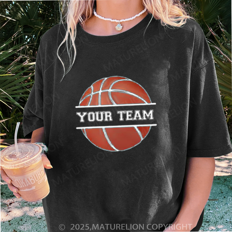 Maturelion Women's T-shirt Personalized Basketball DTG Washed T-shirt