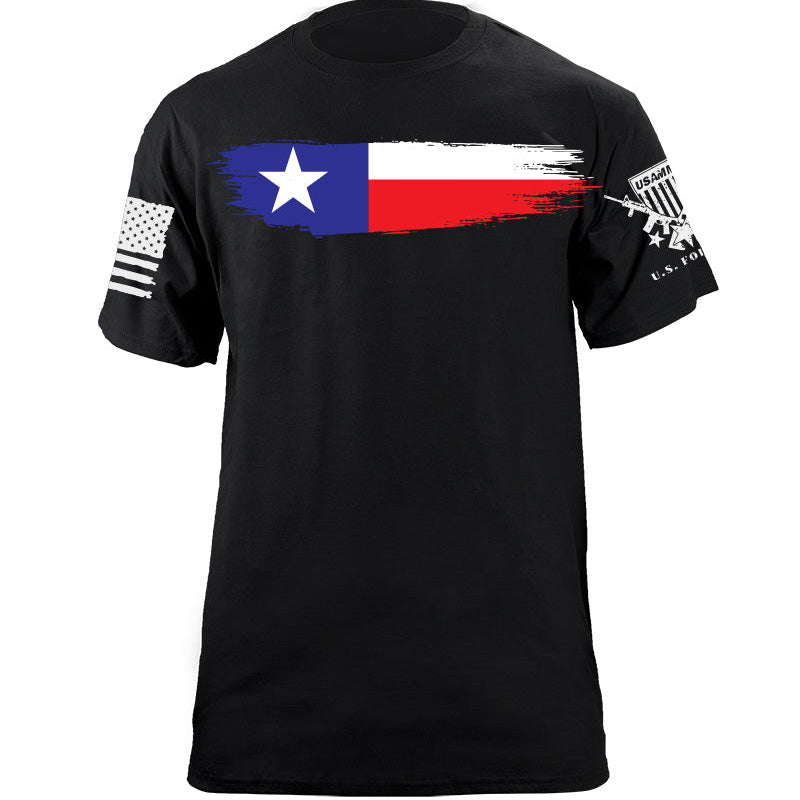 Maturelion Men's T-shirt Torn Texas Flag Cotton T-shirt