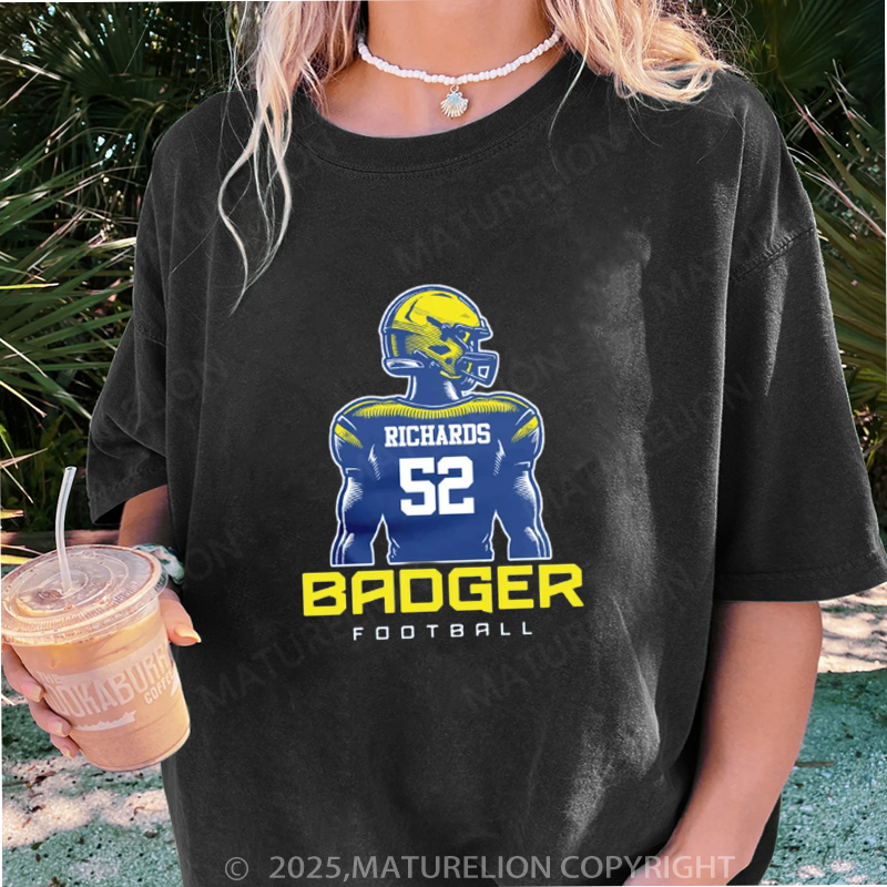 Maturelion Women's T-shirt Women's Personalized Football DTG Washed T-shirt
