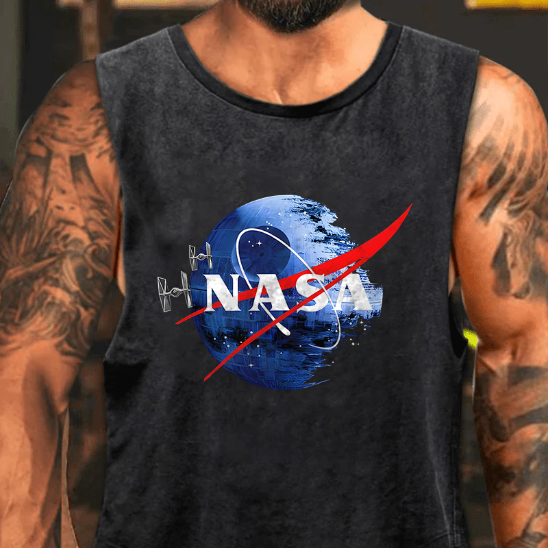 Maturelion Inspired Guava Iguana Death Star Washed Tank Top