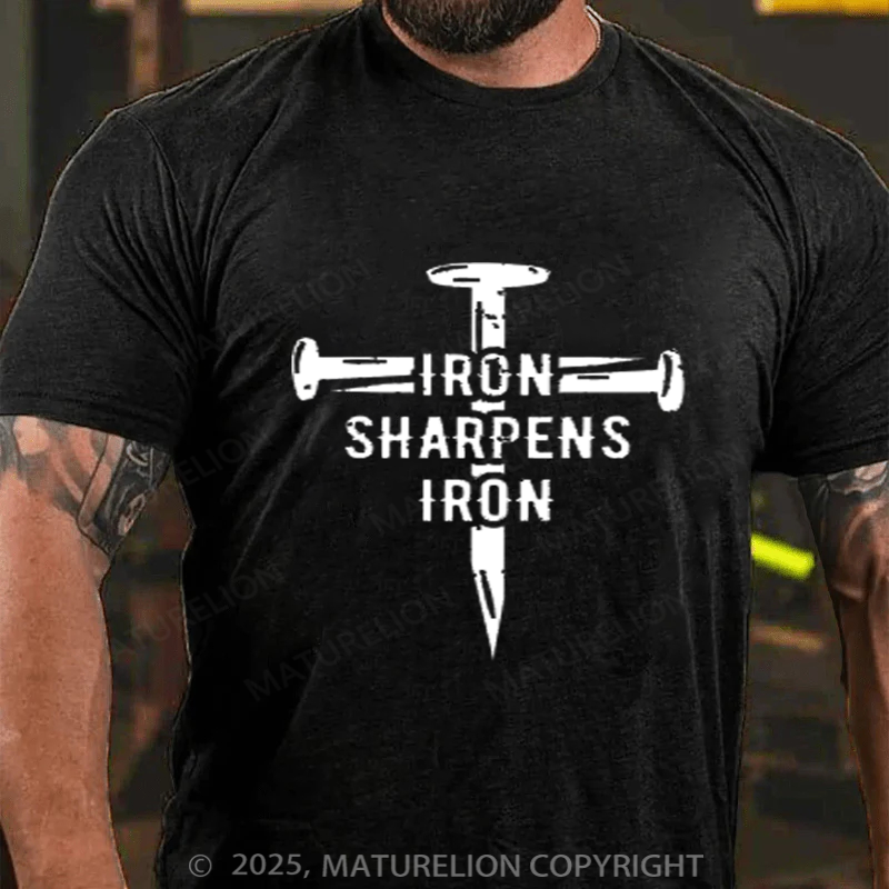 Maturelion Men's T-shirt Iron Sharpens Iron Cotton T-shirt