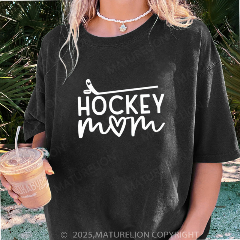 Maturelion Women's T-shirt Hockey Mom DTG Washed T-shirt