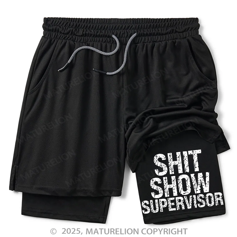 Maturelion Men's Short Sht Show Supervisor Double Layer Short