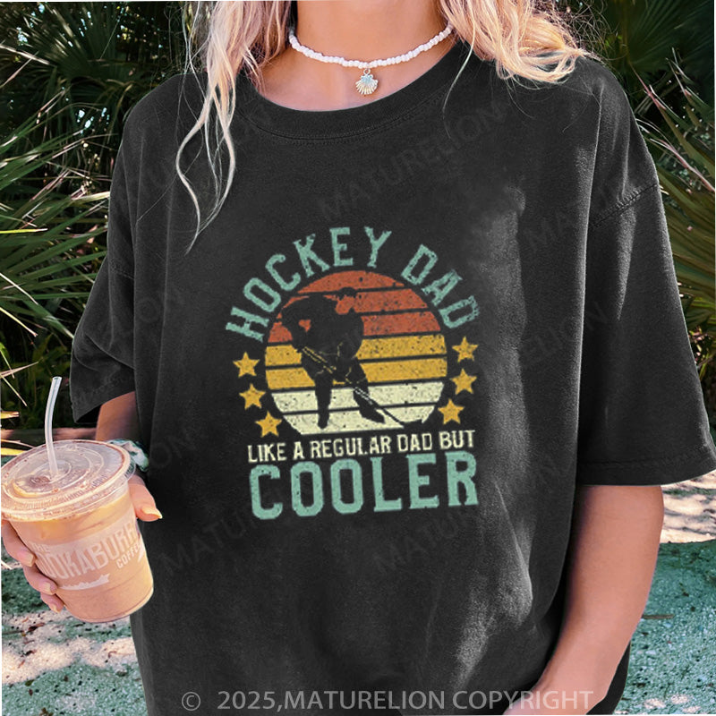 Maturelion Women's T-shirt Ice Hockey Dad DTG Washed T-shirt