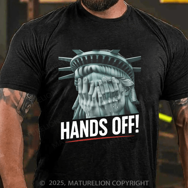 Maturelion Men's T-shirt Hands Off Cotton T-shirt