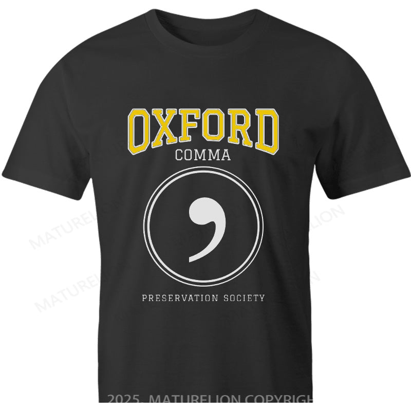 Maturelion British T-shirt Oxford Comma Preservation Society Cotton T-shirt