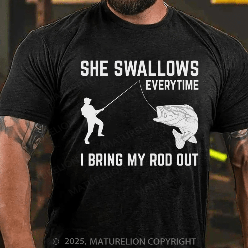 Maturelion Men's T-shirt I Bring My Rod Out Cotton T-shirt