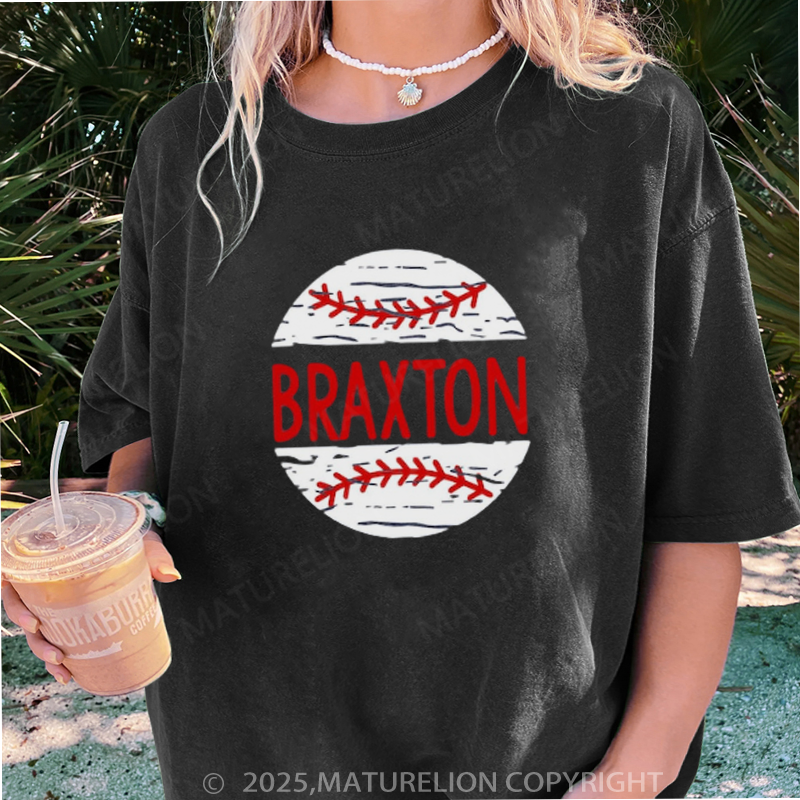 Maturelion Women's T-shirt Baseball DTG Washed T-shirt