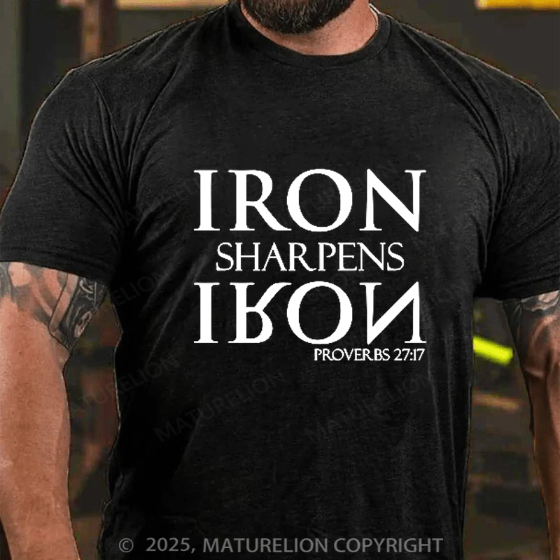 Maturelion Men's T-shirt Iron Sharpens Iron Cotton T-shirt
