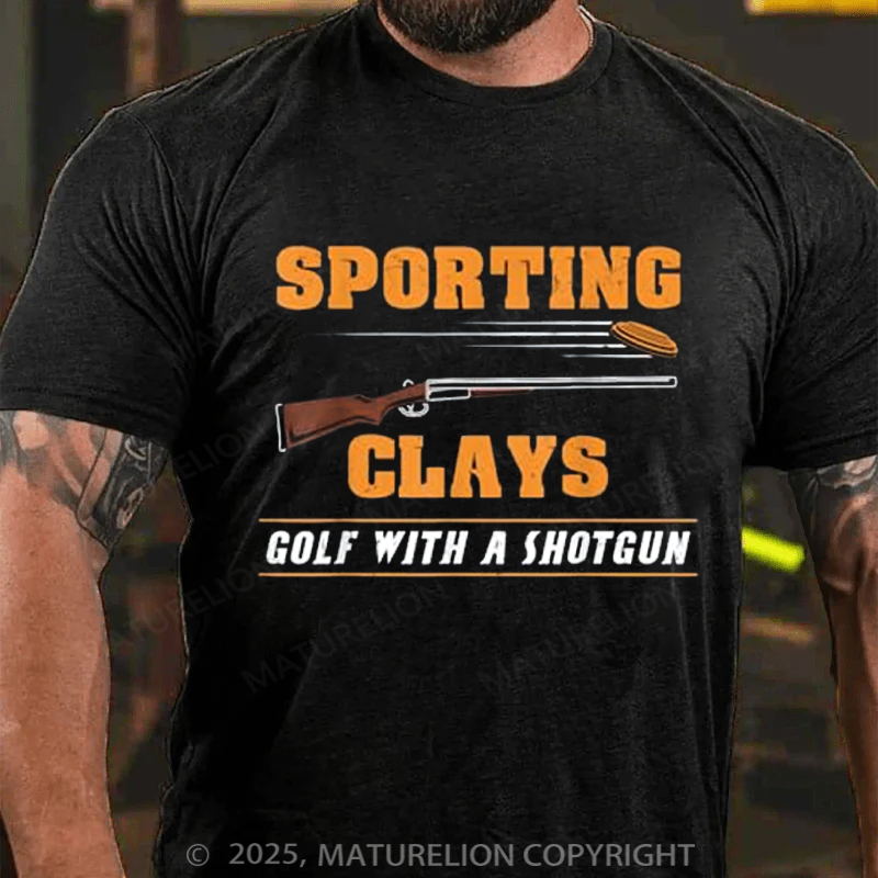 Maturelion Men's T-shirt Golf With A Shotgun Cotton T-shirt