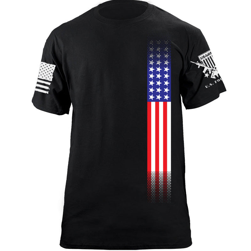 Maturelion Men's T-shirt Skinny US Flag Vertical Cotton T-shirt