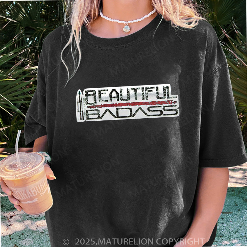 Maturelion Women's T-shirt Beautiful Badass DTG Washed T-shirt
