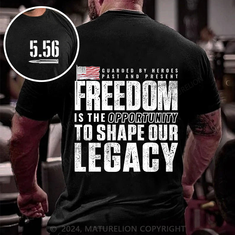Maturelion Men's T-Shirt Freedom Guarded by Heroes Vintage Cotton T-Shirt